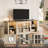 Rustic Farmhouse 58" Tv Stand For Tvs Up To 65", Solid Wood Entertainment Center With Glass Doors, Adjustable Storage, Built-In Charging Hub & Smart Led Lighting-1938734624