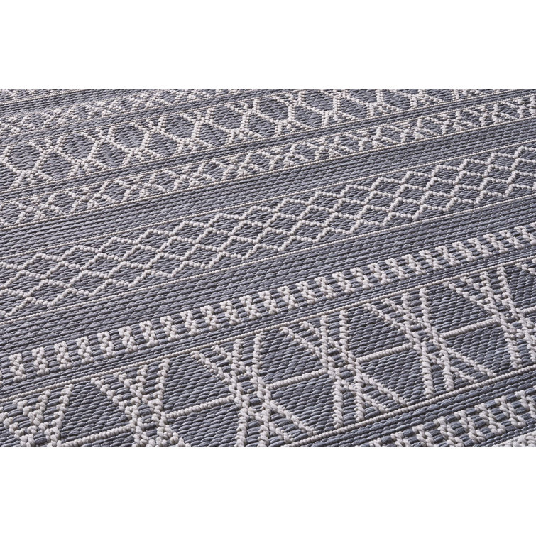 Kocher Striped Machine Woven Flatweave Indoor / Outdoor Area Rug