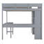 Lit mezzanine double gris avec bureau et tablette: Taille et tablette en bois de pin massif pour chambre à coucher - Gris: fabrication durable