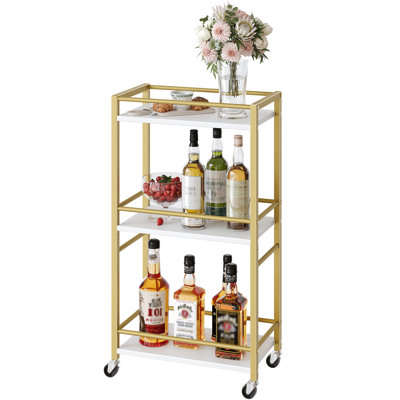 3-tier Gold Bar Cart On Wheels