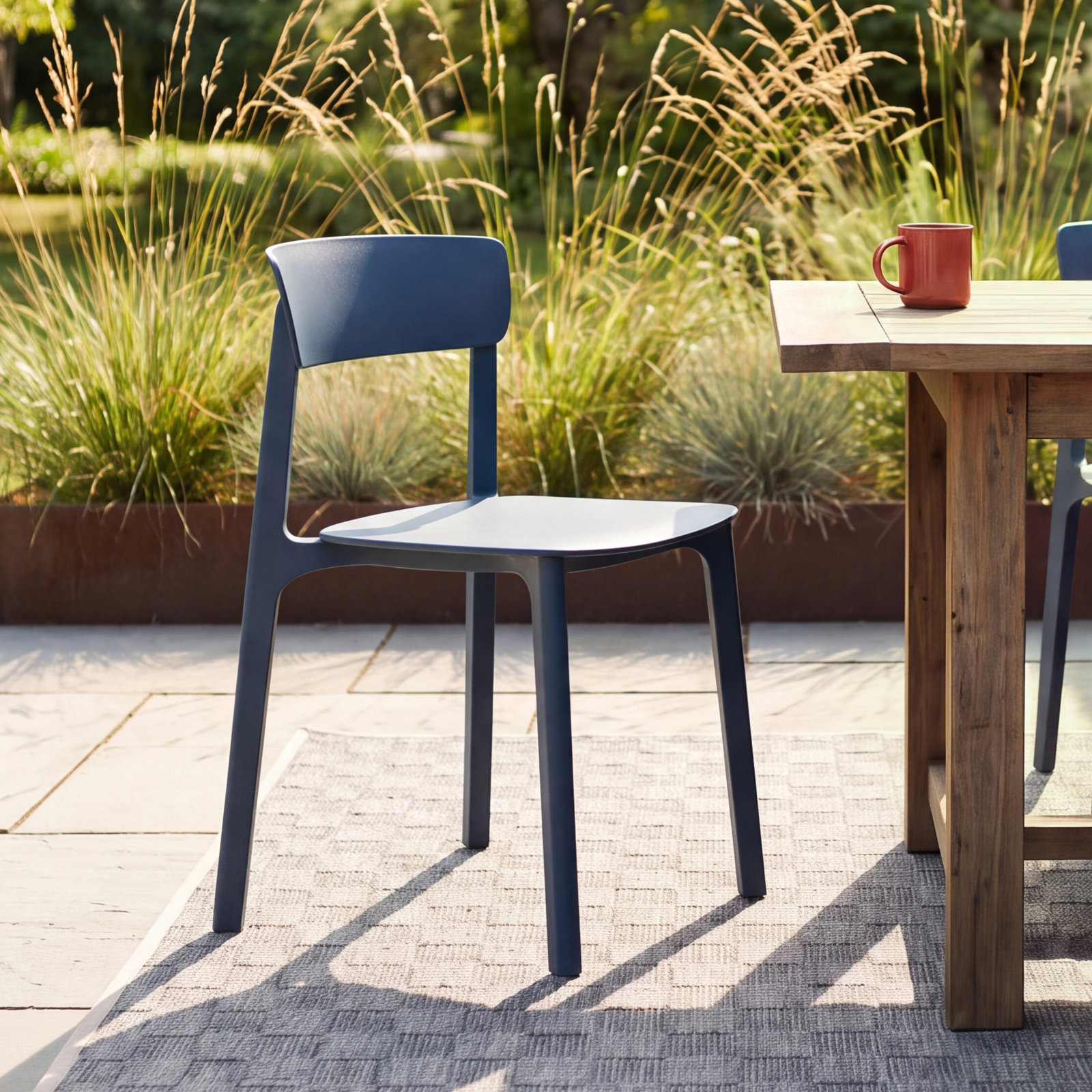 Vowa Stackable Patio Side Chair, Blue