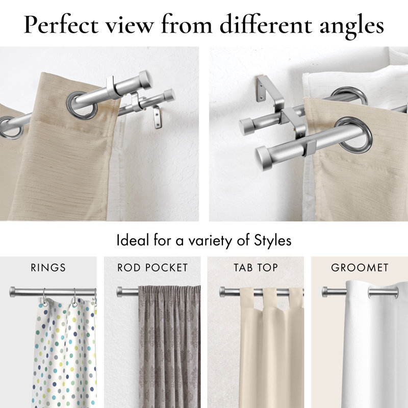 Satin Nickel Adjustable Double Curtain Rod 28" - 48"