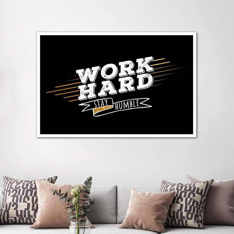 Work Hard IV par Print, H 40 po x l 60 po x P 1,5 po, Papier encadré blanc