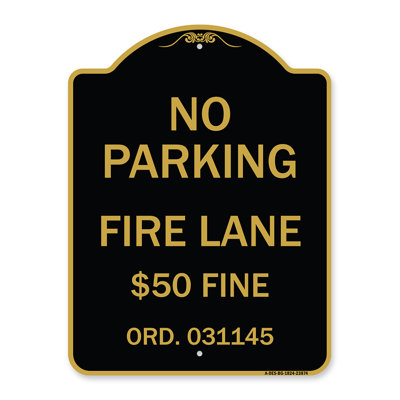 Signmission Designer Series Sign - Missouri No Parking Fire Lane $50 Fine | Black & Gold 18" X 18" Heavy-Gauge Aluminum Architectural Sign | Protect Your Business & Municipality | Made In The USA