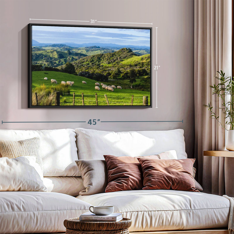 Nature "Mouton dans un champ d'herbe", art mural, H 21 po x l 31 po