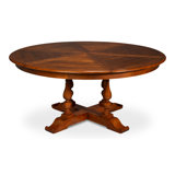 Extendable Walnut Round Solid Wood Dining Table