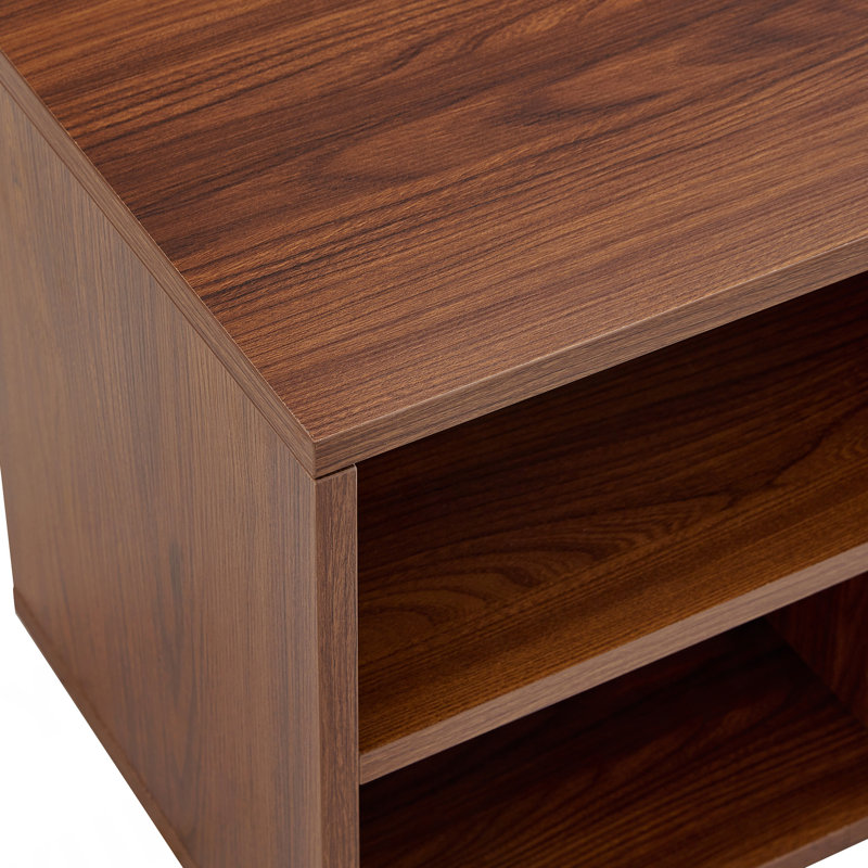 Meuble télé modulaire pour appartement avec console multimédia ouverte - Noyer foncé