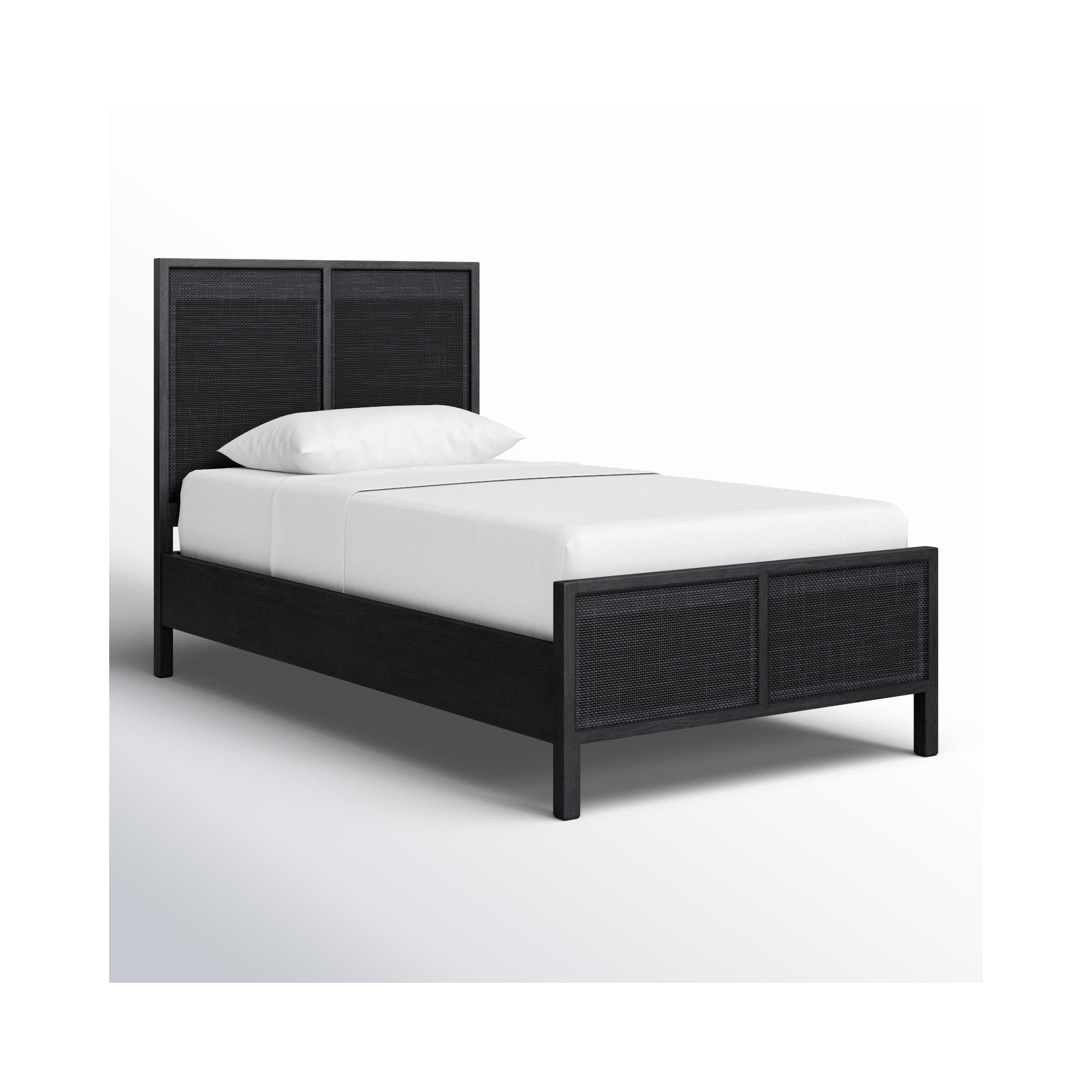 Nellie Cane Bed, Twin, Black Wash W/ Black Cane