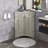 Oak Finish Freestanding Triangle Bathroom Floor Cabinet With Adjustable Storage Shelves