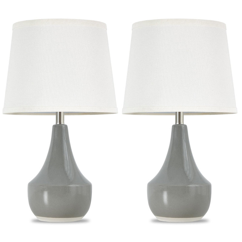 Ensemble de 2 lampes de table en céramique pour salon, Gris