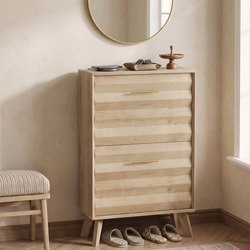 Range-chaussures moderne l 23,6 po avec étagère à chaussures rabattable mince et grande capacité, Cream