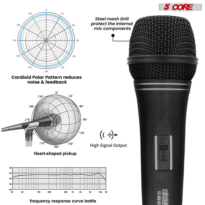 5 karaoké micro dynamique à main, microphone XLR, chant professionnel, chant sur scène