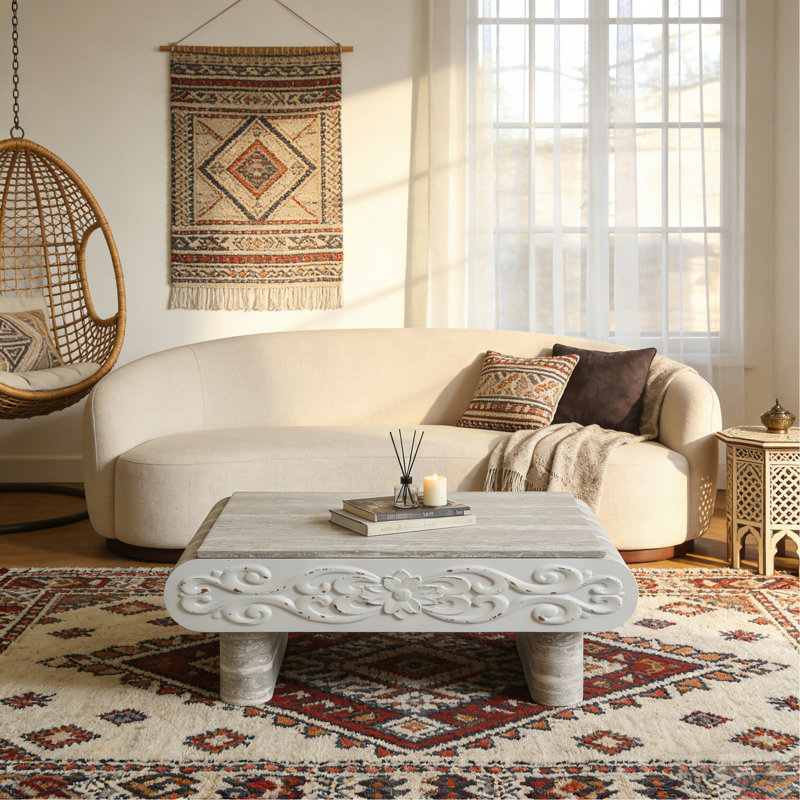 Table basse à plateau relevable, bureau moderne en bois avec rangement caché, Gris