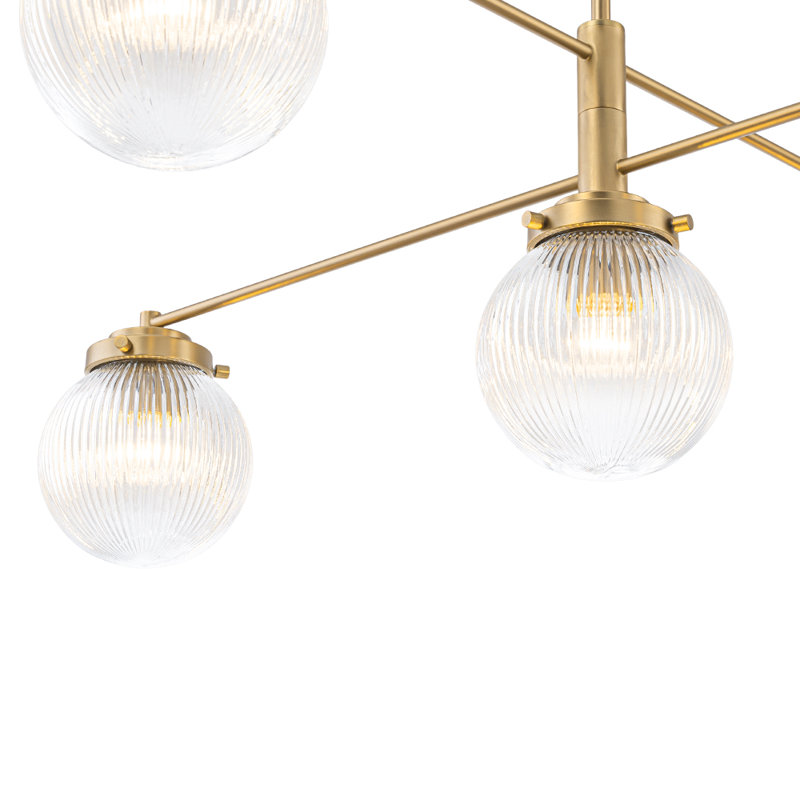 Lustre linéaire moderne en verre nervuré à 5 lumières