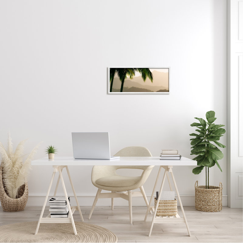 Palmier tropical surplombant la vallée ensoleillée par Dennis Frates - photographie, H 10 po x l 24 po