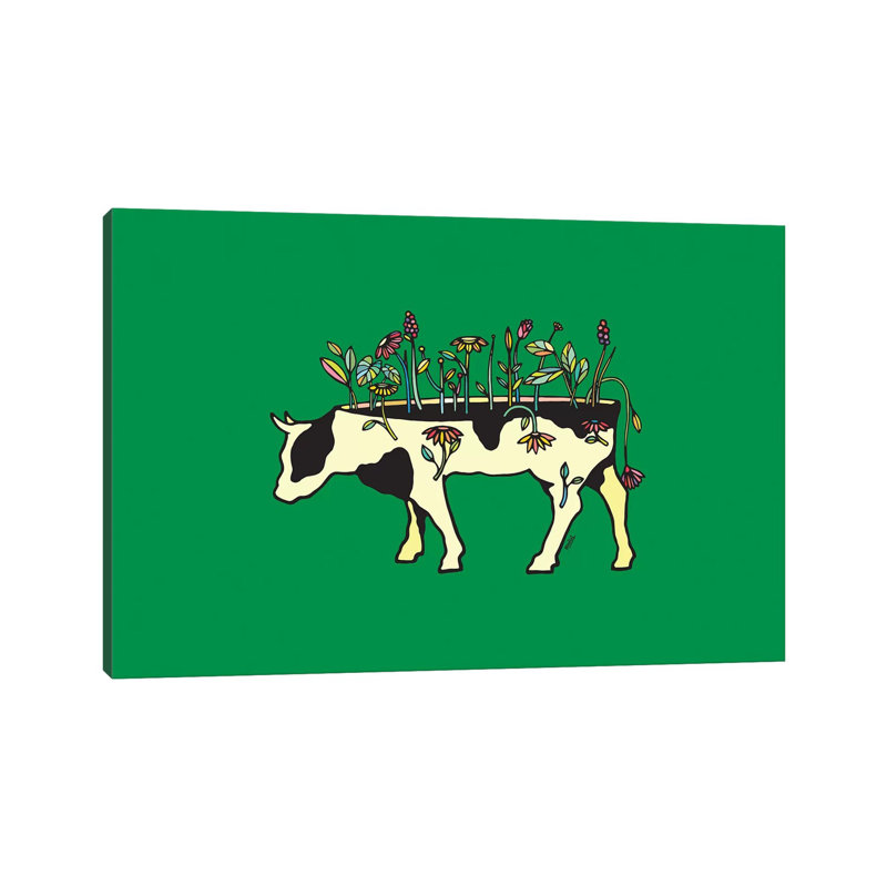 Cow Me Vegan by Ninhol - Wrapped Canvas Print, 20.32 cm H x 30.48 cm W