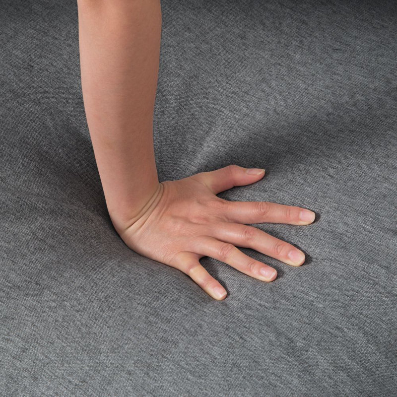 Canapé modulaire rembourré avec méridienne Pinchus, Polyester 100 % gris foncé
