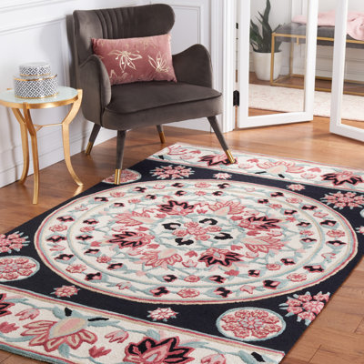 Tapis floral en laine touffeté à la main Dajacha