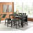Modern Gray Solid Wood Table For Kitchen & Dining, Counter Height With Storage Shelves Dining In Gray, Side-1811291020