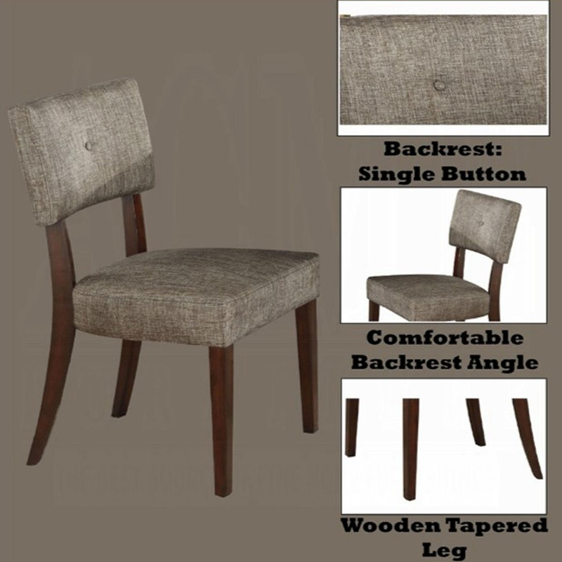 Ensemble de 2 chaises d'appoint en tissu gris Drake et finition espresso