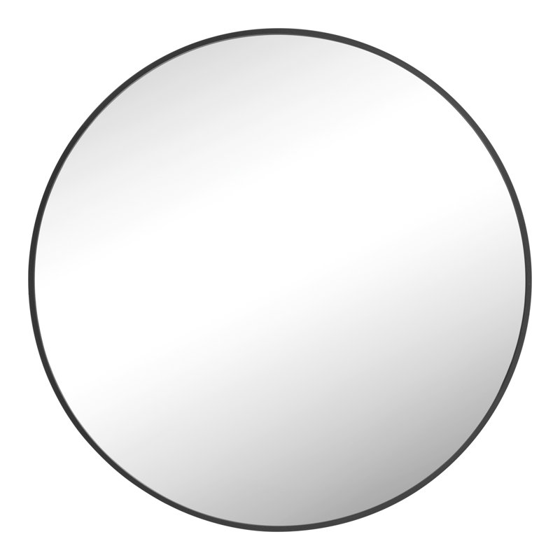 Jessica Round Metal Accent Wall Mirror, Black, 80cm H x 80cm W x 3.8cm D