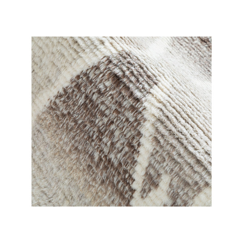 Wool Abstract Area Rug in Gray/White/Brown, Rectangle 10' x 14'