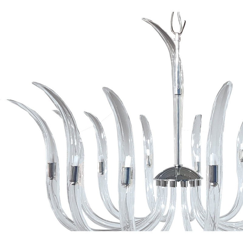 Polished Nickel and Clear Crystal 14-Light Chandelier