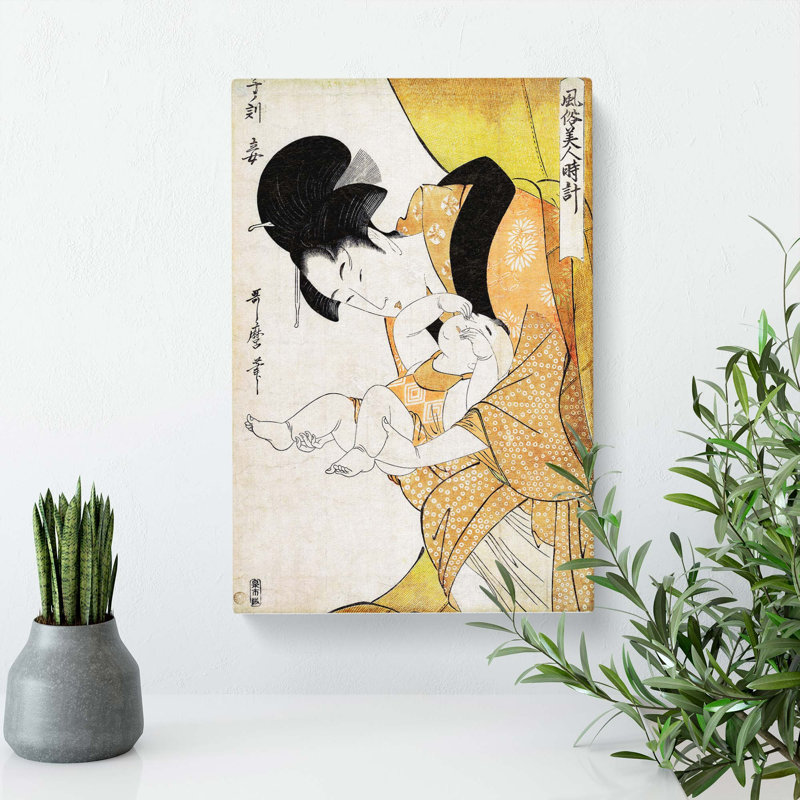 Mother With Sleepy Child by Kitagawa Utamaro - Wrapped Canvas, 50cm H x 35cm W x 3cm D
