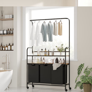 Laundry Sorter Wood Rolling Laundry Sorter