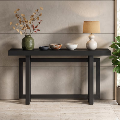 Console d'entrée rectangulaire de 59,1 po avec pieds en bois de pin épais, canapé extra long pour le couloir, le salon et la cuisine
