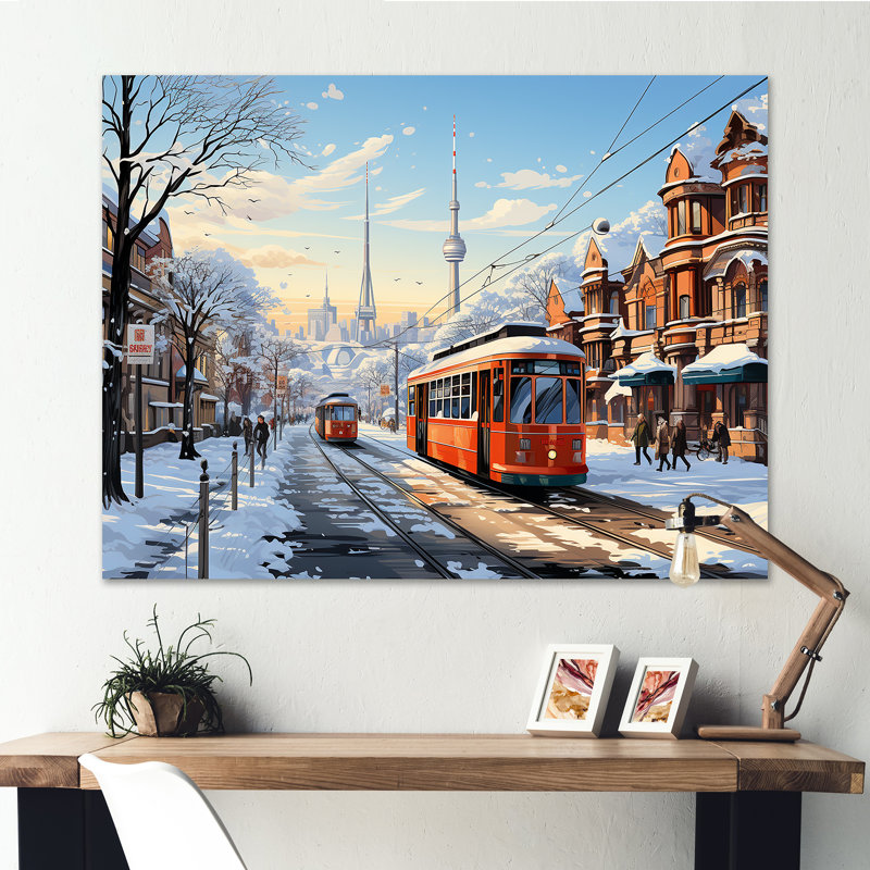 Toronto City in Winter I - art mural sur toile Toronto, Toile tendue, H 12 po x l 20 po x P 1 po
