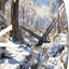 Horloge murale Winter River Natures-93382887