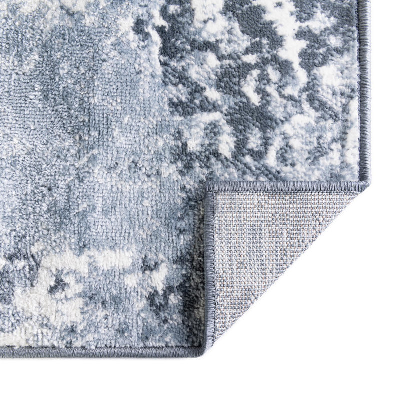 Transitional Koru Area Rug Blue Color, Rectangle 5' x 8'