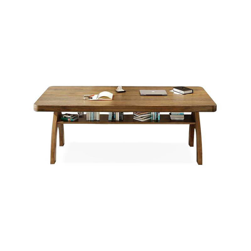 Bureau rectangulaire en bois massif brun clair, H 29,53 po x l 55,12 po x P 27,56 po