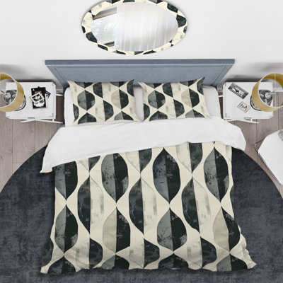 Ensemble de housse de couette gris Midcentury Geometrie III