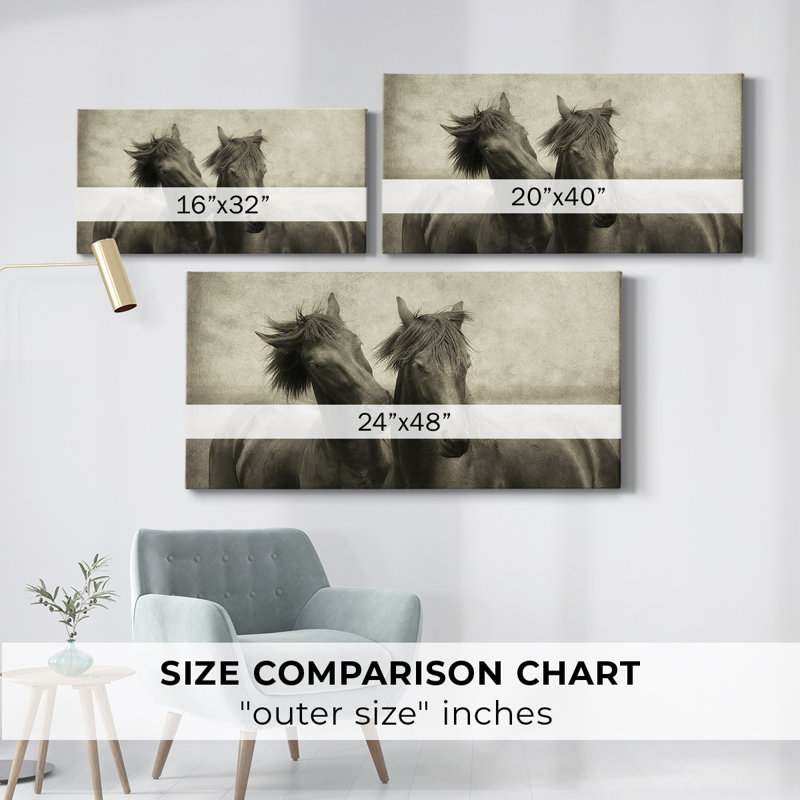 «Horses Don't Whisper», toile tendue avec châssis - Prêt à être accroché, H 16 po x l 32 po