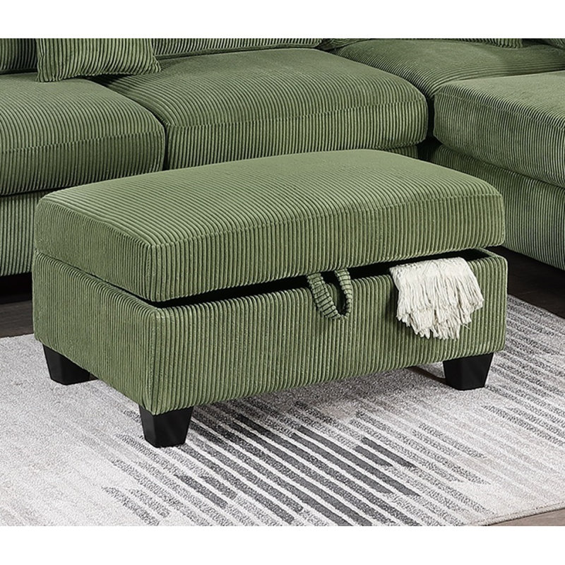 Ensemble de canapé modulaire contemporain à 3 brins en velours côtelé LAF, Vert