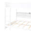 Lit superposé grand sur grand avec armoires de rangement et ports USB, blanc