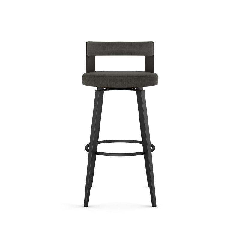 Corda Swivel Upholstered Counter & Bar Stool, Counter Stool (26.5" Seat Height), Black, Charcoal Gray