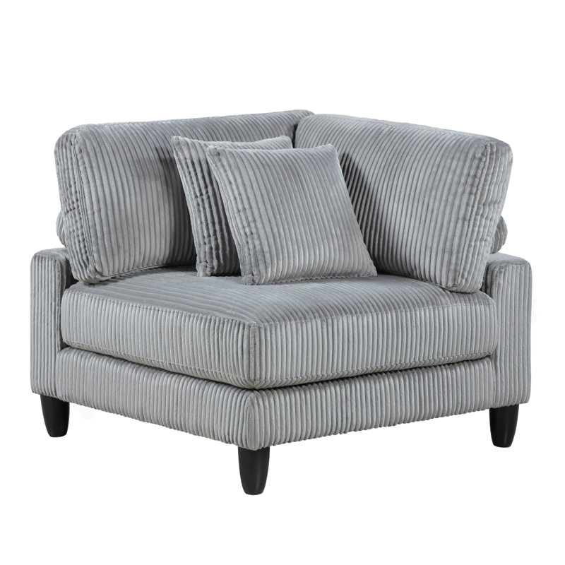 Fauteuil de salon en velours côtelé gris