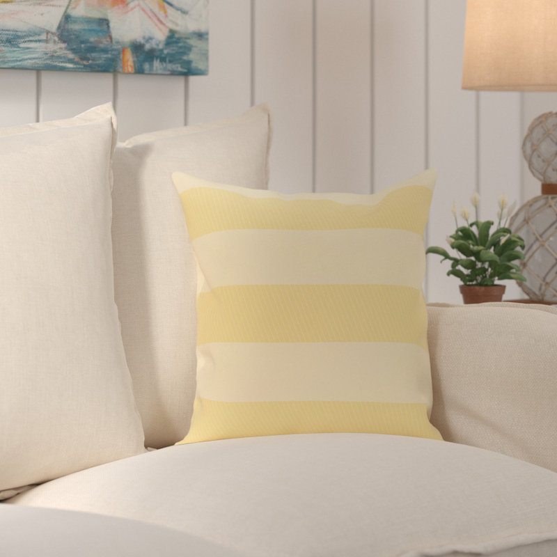 Awning Outdoor Reversible Throw Pillow, 18" x 18", Lemon