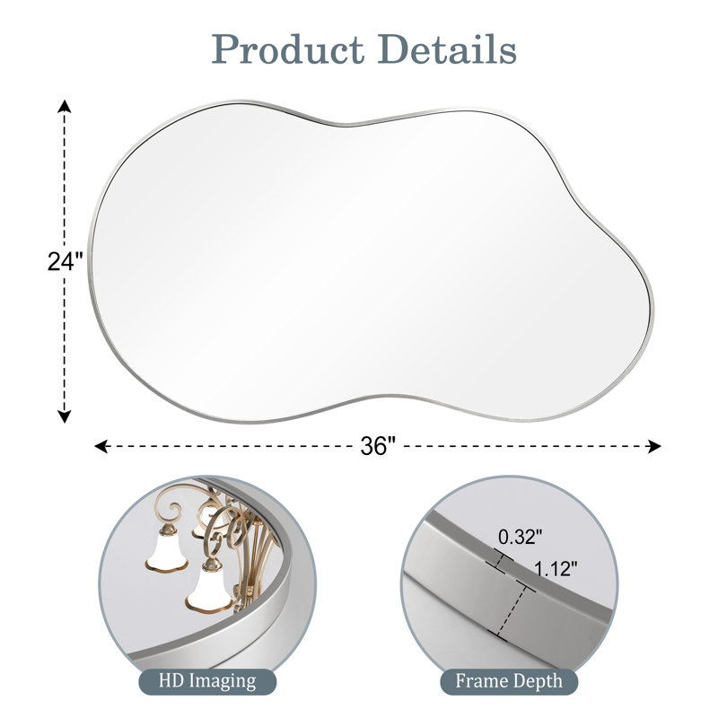 Miroir mural Banwell, Argent, 24 po x 36 po
