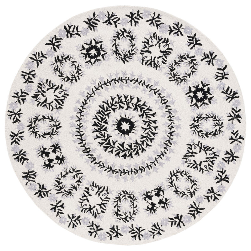 Empire Hand Tufted Indian Wool Floral Rug, Round 6'