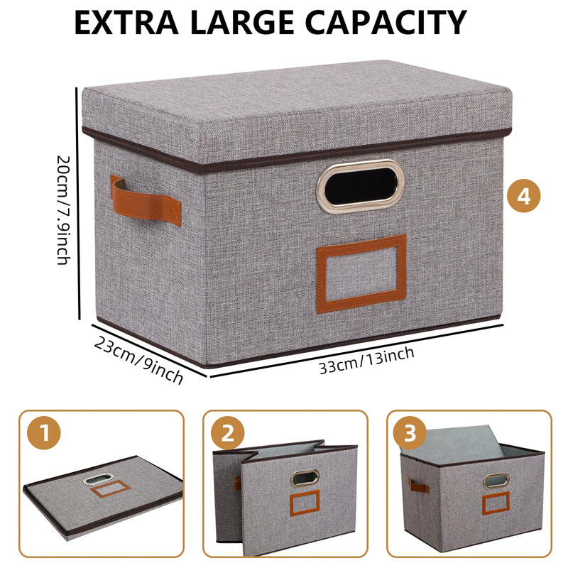 Ebern Designs Decorative Bin, Grey, 20 cm H x 33 cm W x 23 cm D