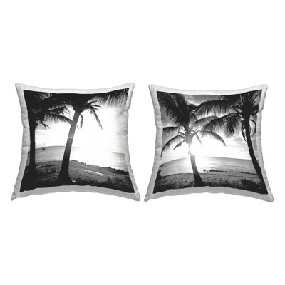 Tropical Palm Sunset Printed Outdoor Throw Pillow Design by Susan Bryant (Set of 2)