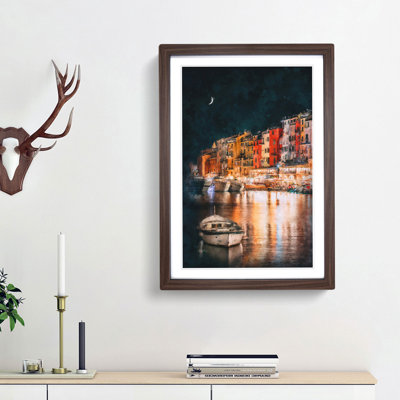 Boat in an Italian Port - Picture Frame Graphic Art Print
