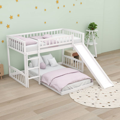 Twin Over Twin L-Shaped Bunk Beds With Slide by Harriet Bee