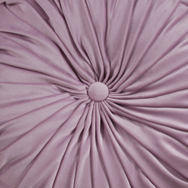 Lavender 14" Round Velvet Pintucked Throw Pillow
