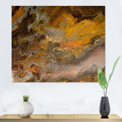 Orange, noir et marbre gris - peinture sur toile