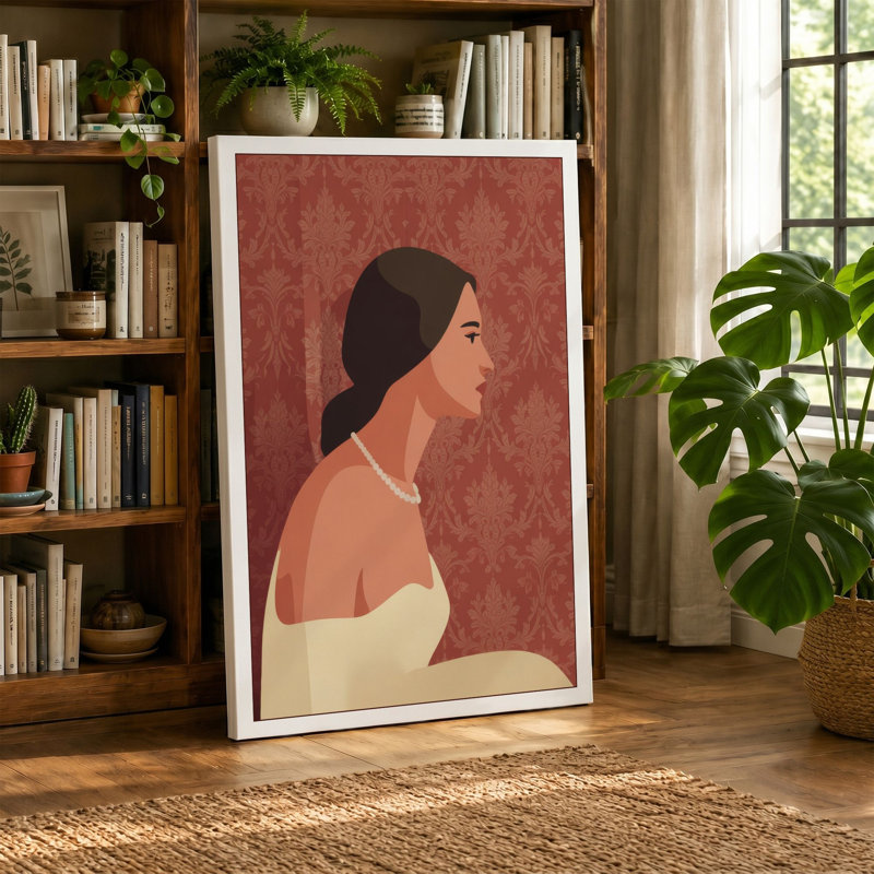 Profile in Terracotta Modern 1 Piece Wrapped Canvas Wall Art, 18x12 - 45.7 x 30.5 cm, Black Border